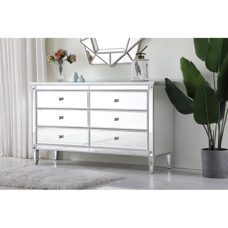 Commode double l 6 po SPARKS, En miroir / argenté