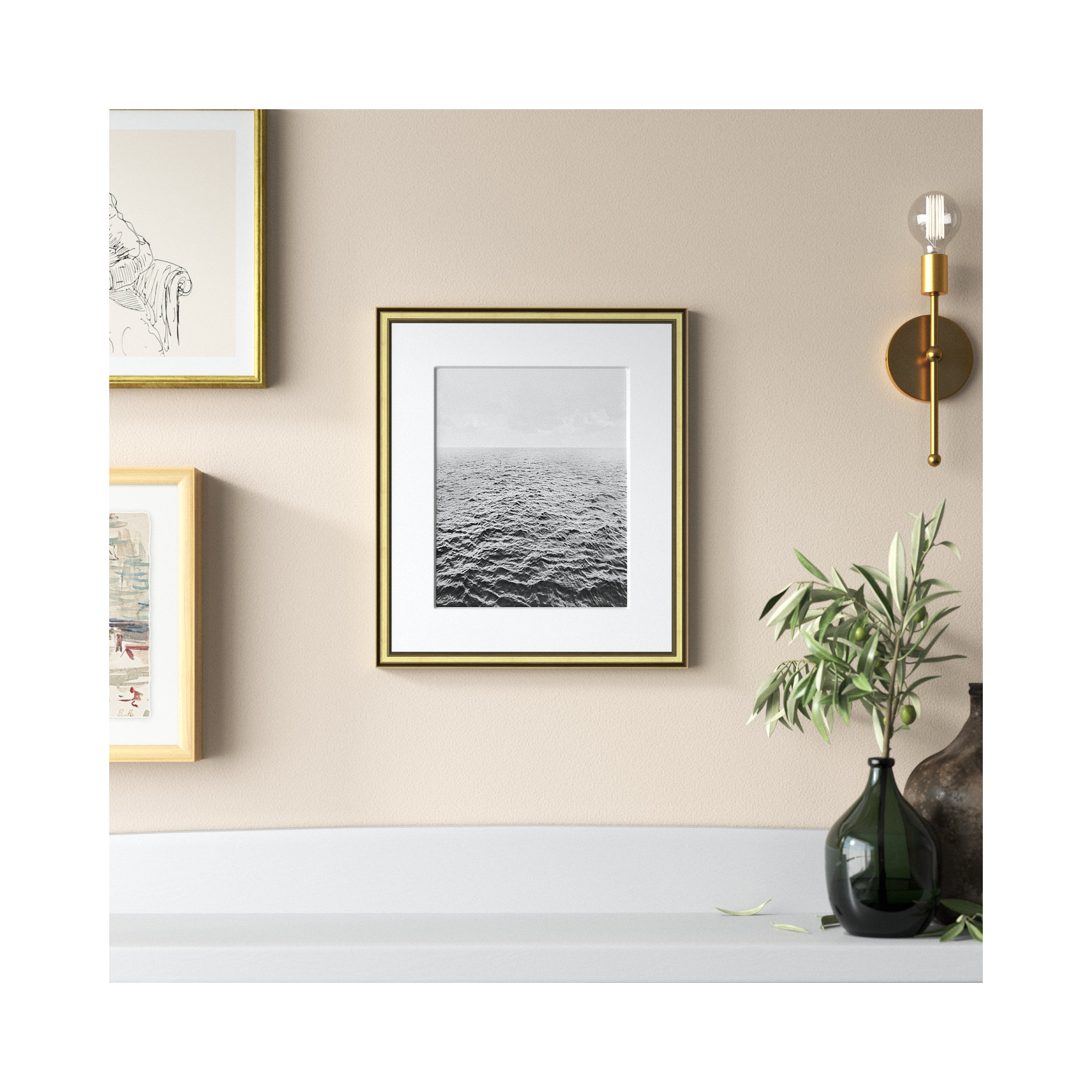 Rolling in by Mike Calascibetta - Picture Frame Photograph, Gold, 14.25" W x 16.25" H x 0.875" D