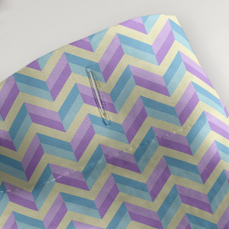 Rideau simple à chevrons, Bleu / Mauve