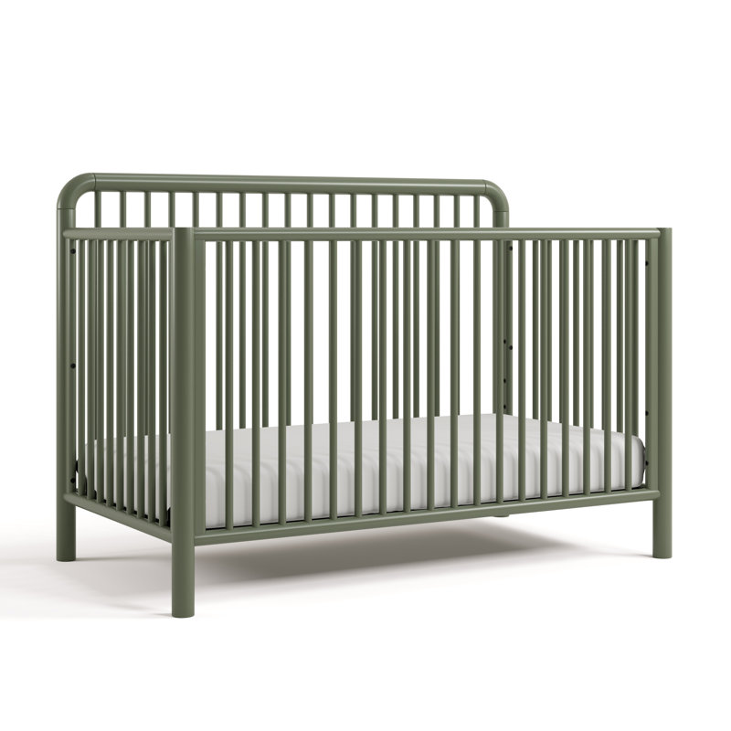 Porto Deluxe 5-in-1 Convertible Crib with Bonus Toddler Guardrail , Olive