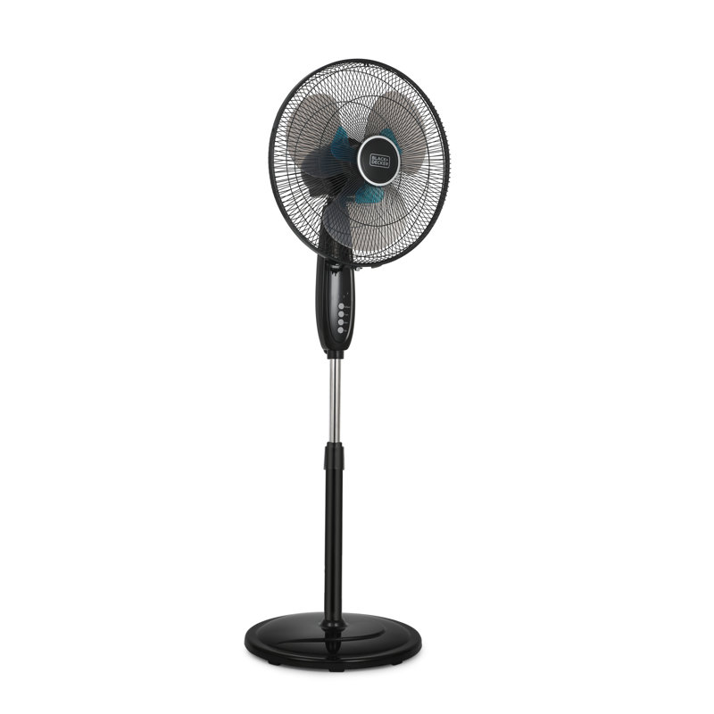 BLACK+DECKER BFSD116B 16" Oscillating Dual-Blade Stand Fan with Remote, Adjustable Height, Black