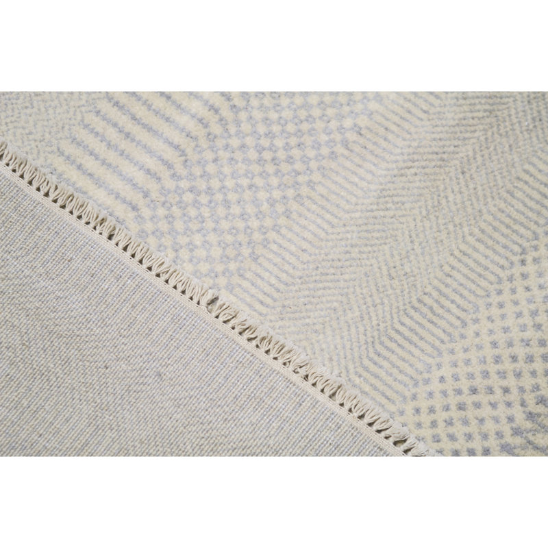 Tapis crème et bleu clair noué à la main de haute qualité