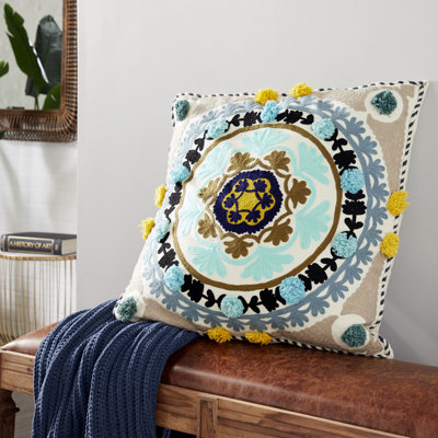 Fringed Wool Blend Throw Pillow