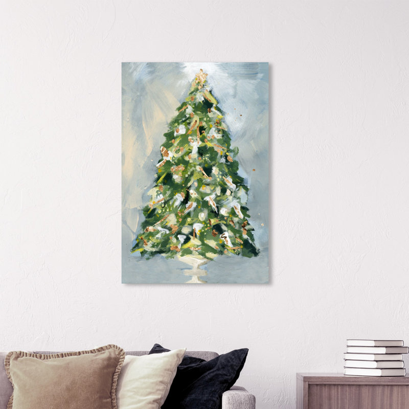 «Christmas Tree 3», peinture sur toile, Toile tendue, H 36 po x l 24 po x P 2 po
