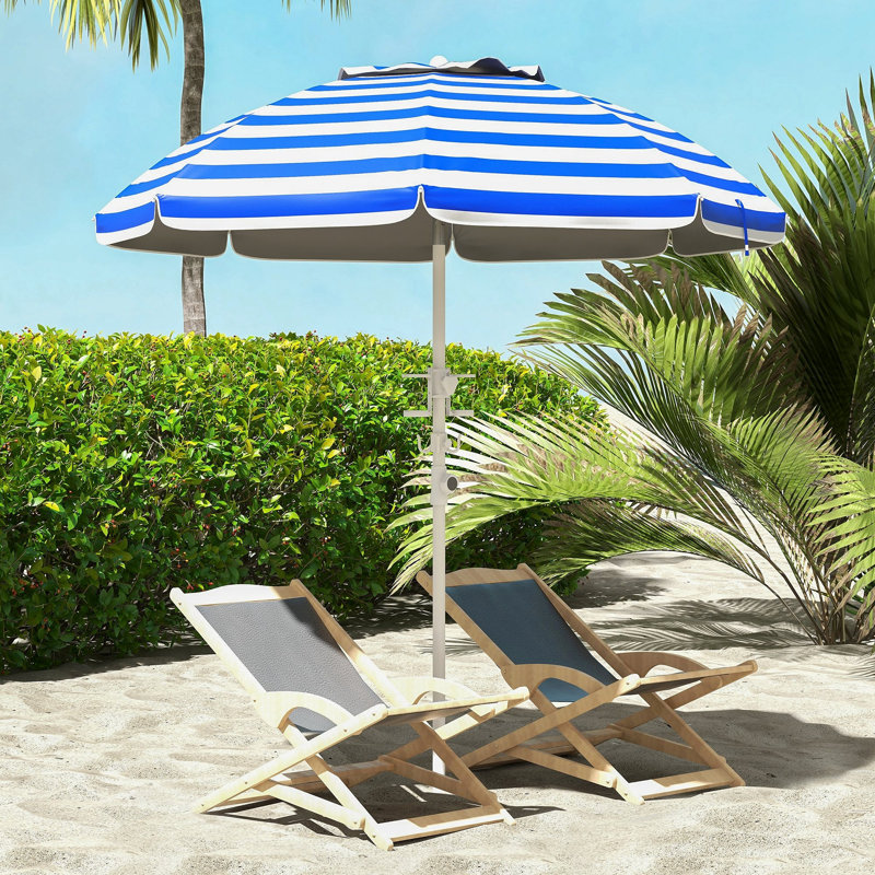 Parasol de plage portatif Outsunny, Rayures bleues
