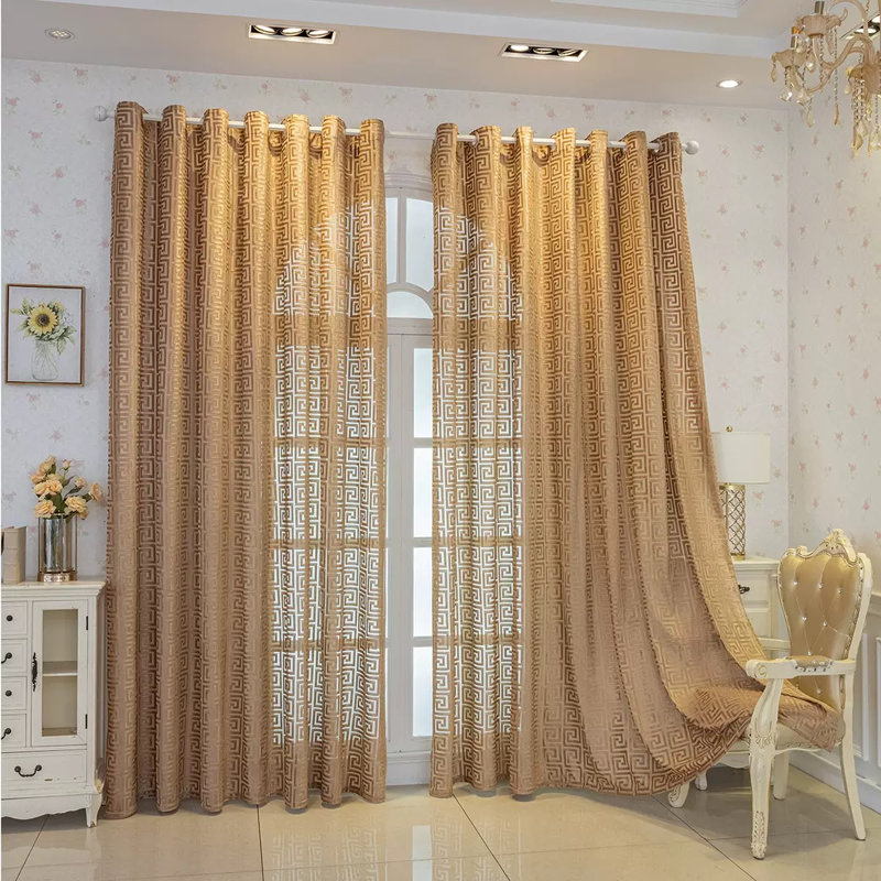Panneau de rideau semi-diaphane avec œillets Aurelia, 52" W x 84" L, Or champagne, 1