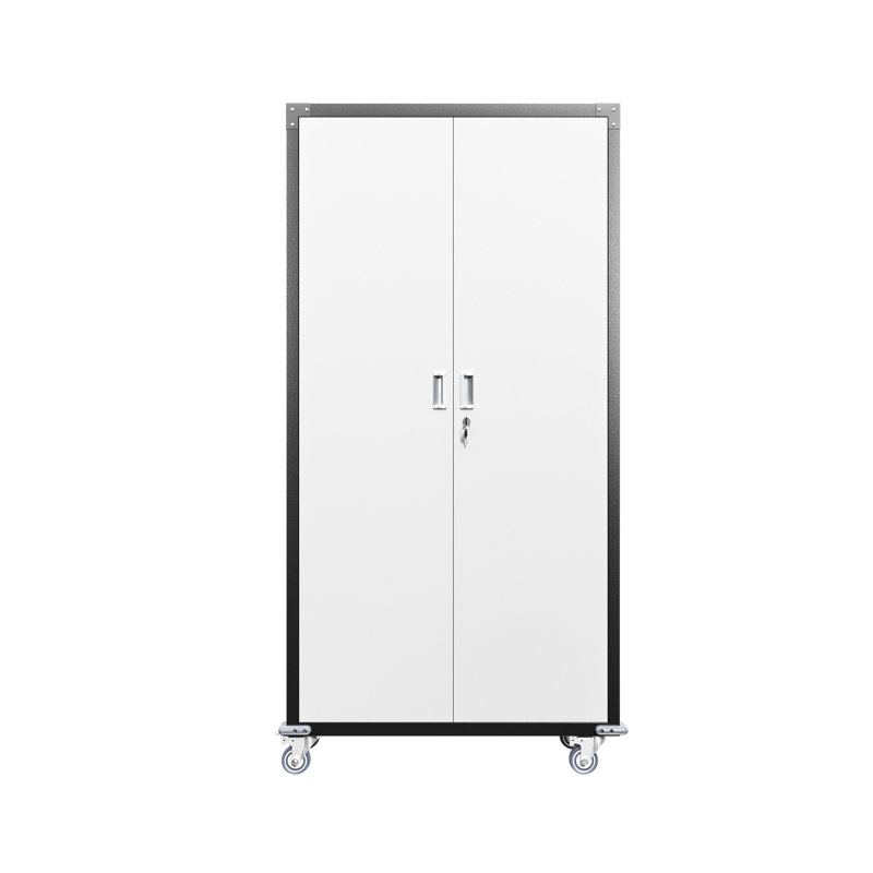 Armoire de garage en métal avec 4 tablettes réglables et portes à charnières verrouillables - Optimisation de l'espace de rangement