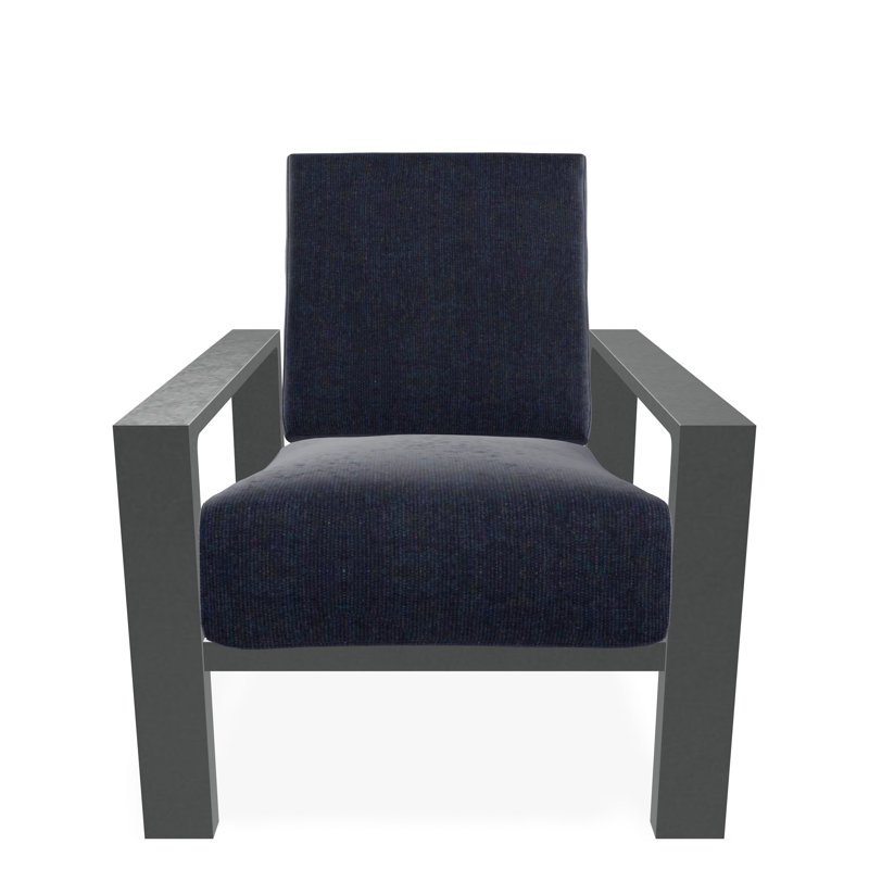 Chaise avec accoudoirs à coussin profond Larssen, Graphite, Spectre indigo Sunbrella®