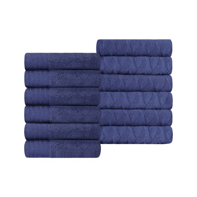 Ensemble de 12 serviettes de toilette en jacquard de coton turc et en coton uni Dayeli
