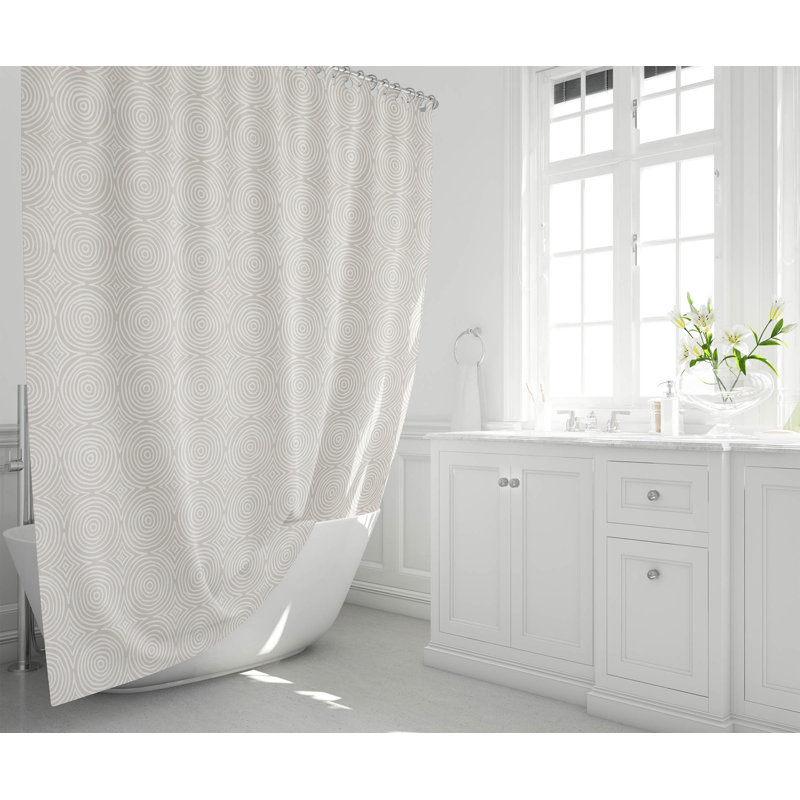 Rolling Circles Ultra-Thin Lightweight Shower Curtain, Taupe, Rolling Circles