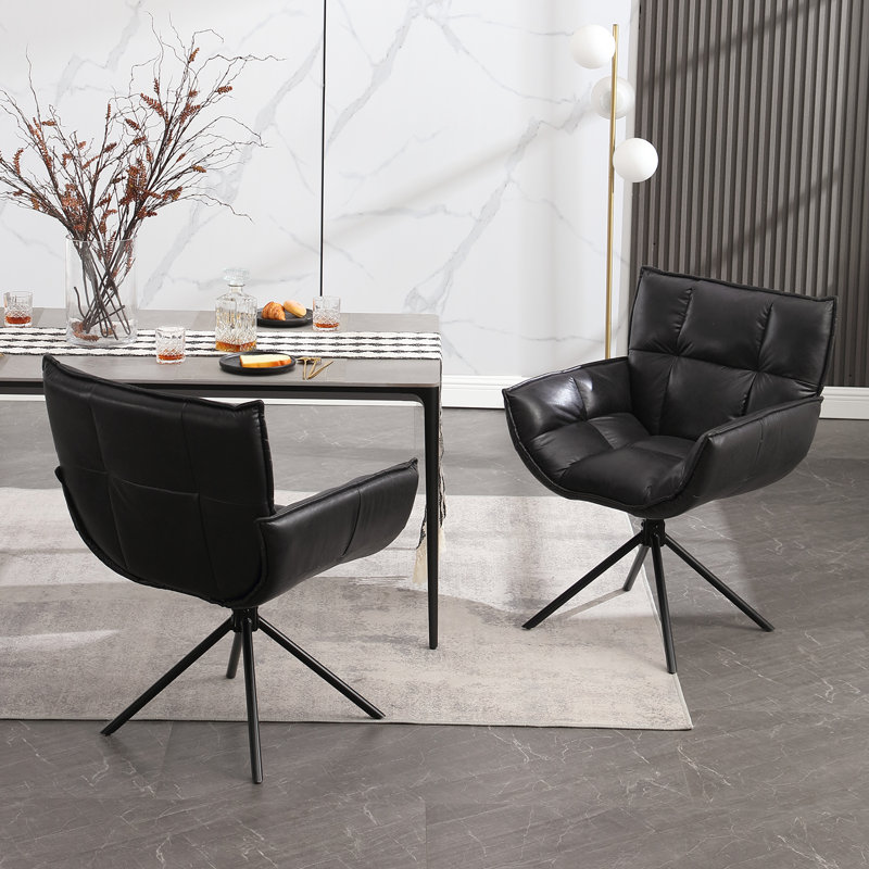 Chaise d'appoint pivotante (ensemble de 2), Similicuir noir