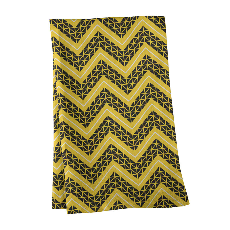 Stephenie Tea Towel Kitchen Towel, Yellow/Black, Poly Twill