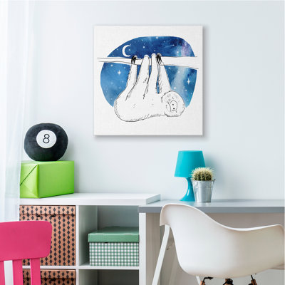 «Sloth Hanging Under Night Starry Sky» par Esté Hupp - impression sur toile