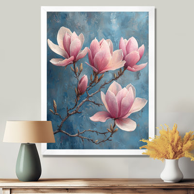Magnolia en fleurs dans des tons pastels doux d'hiver impressionniste II - impressions sur toile florales