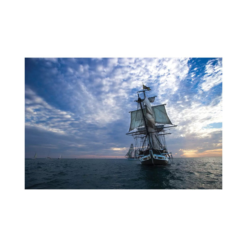 Sailboat And Tall Ship The Pacific Ocean, Dana Point Harbor, Dana Point, Orange County, California, USA III - Wrapped Canvas Print
