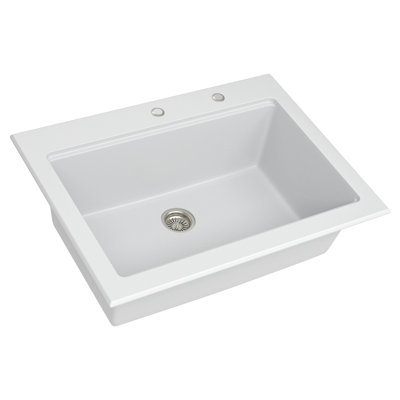 Évier de cuisine en quartz - Évier de cuisine encastré en granite blanc 30 po x 22 po x 10 po