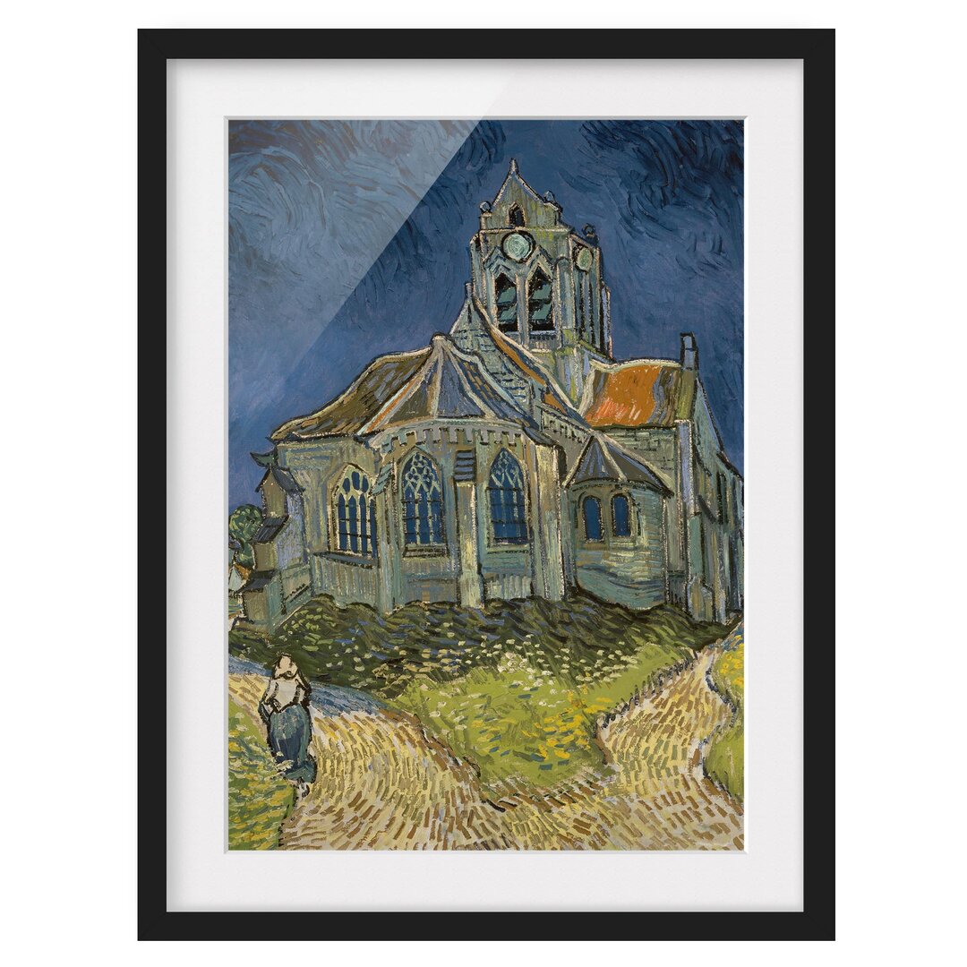 Gerahmtes Papierbild Kirche Auvers-sur-Oise von Vincent van Gogh