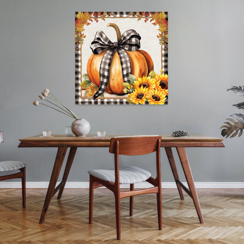 Art contemporain contemporain avec citrouille, H 32 po x l 32 po