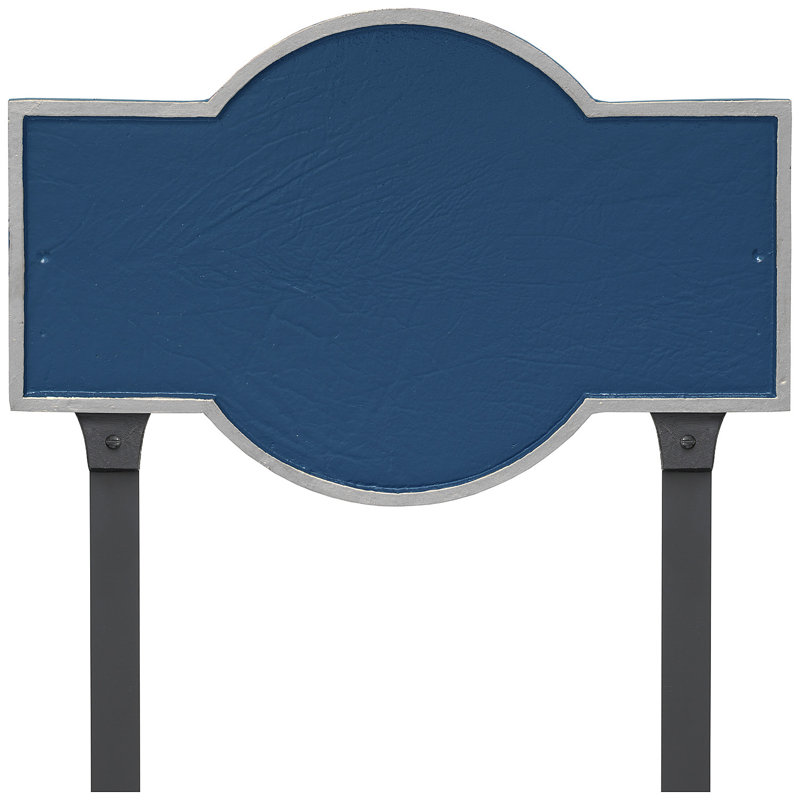 Plaque d'adresse rectangulaire avec piquets Canterbury, Bleu de mer / Argent, Oui