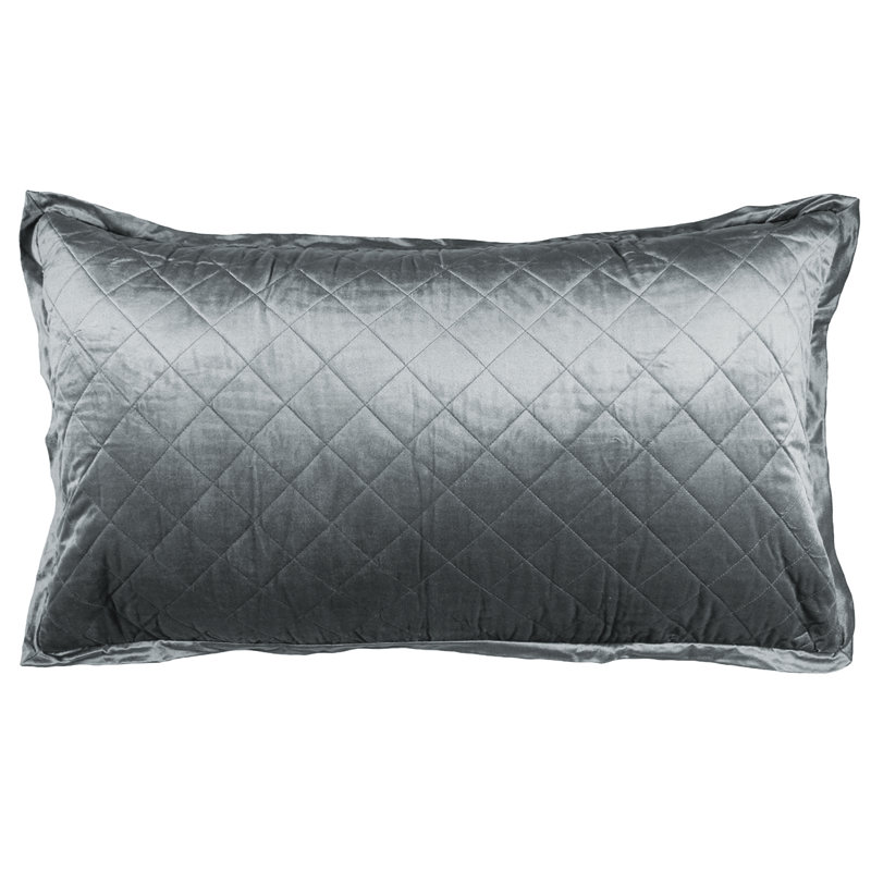 Chloe Velvet Lumbar Pillow Cover & Insert, Ice Silver, 20" x 36" 