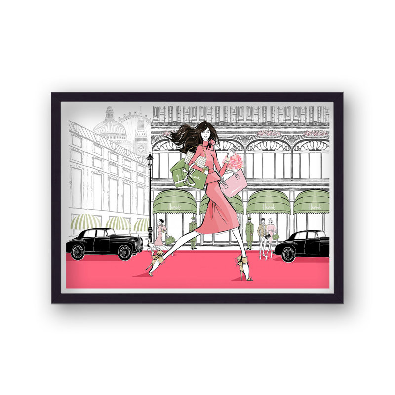 Walking At Harrods Pink Dress - Single Picture Frame Print
