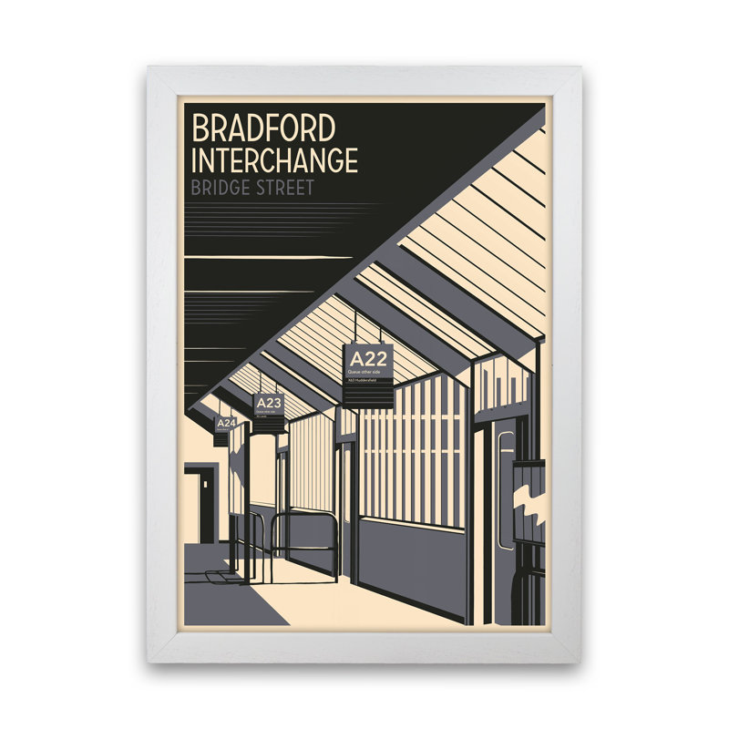 Bradford Interchange, Bridge Street Portrait by Richard O'Neill - Print, 34cm H x 25cm W x 3cm D, White Framed