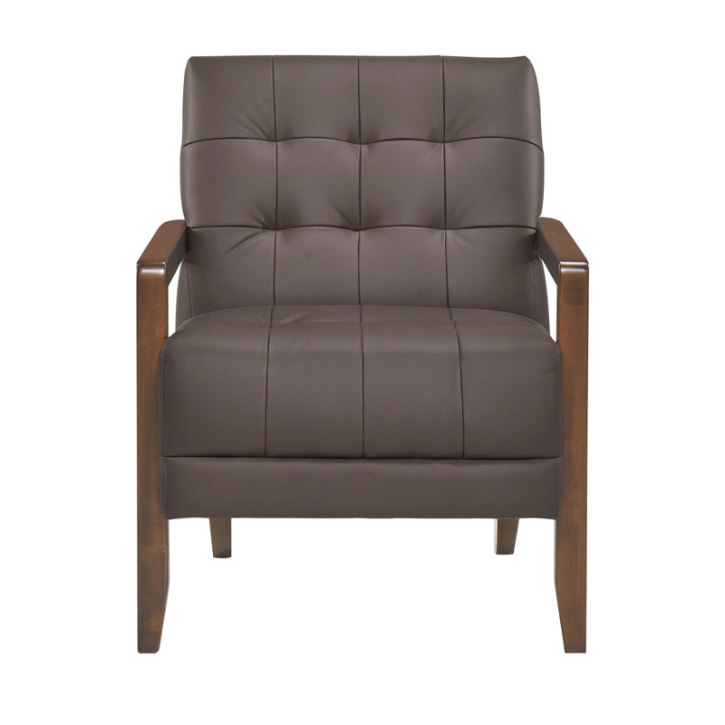 Fauteuil moderne brun foncé avec rembourrage en mousse et pieds hauts
