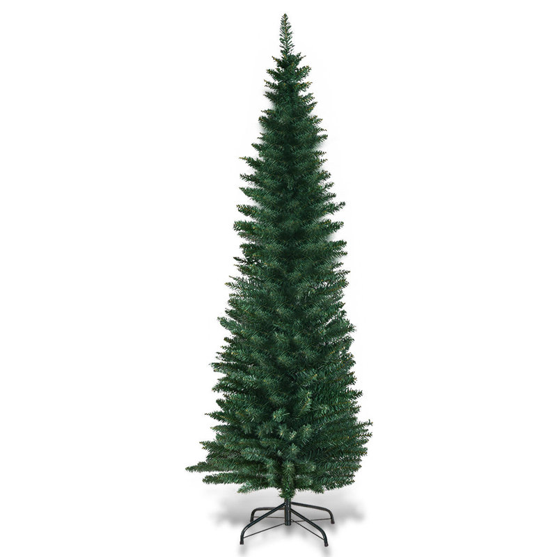 Arbre de noël artificiel pin vert décoration slim, 6 pi 6 po
