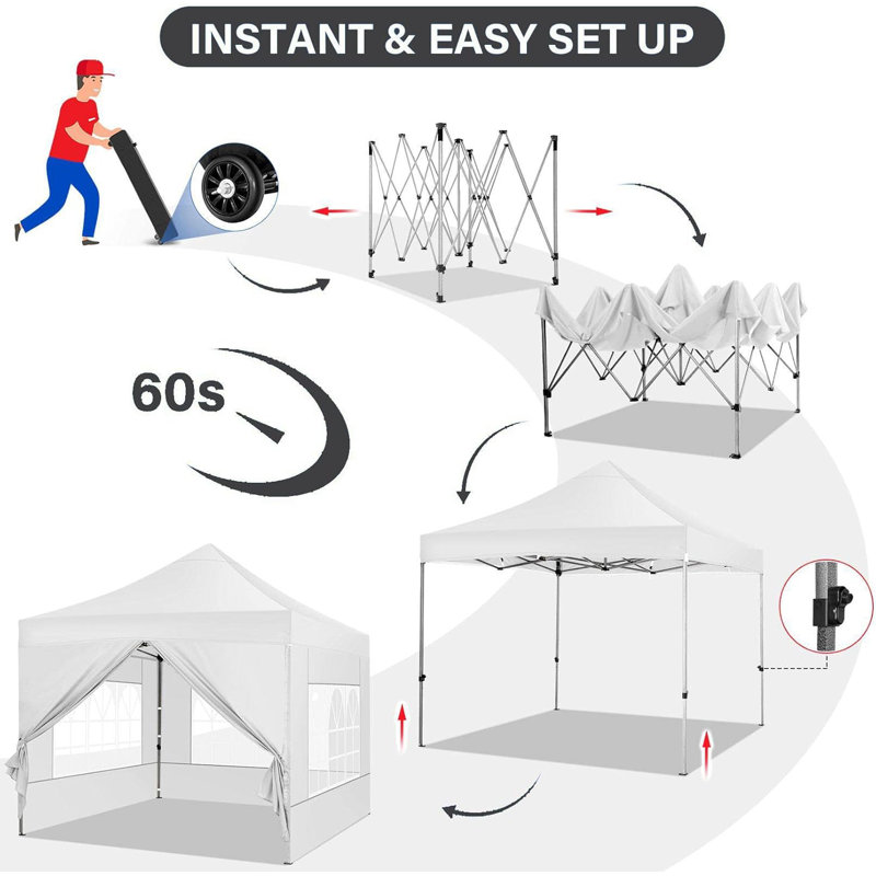 3m x 3m Steel Canopy, White