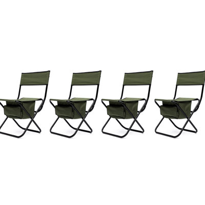 4 chaises pliantes portatives avec fonction de rangement - parfaites pour le camping, les pique-niques, la pêche, capacité de poids de 280 lb, acier et pique-nique, charge pour le tissu, structure