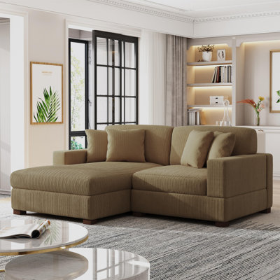 Canapé modulaire en velours côtelé de 83,5 po de largeur