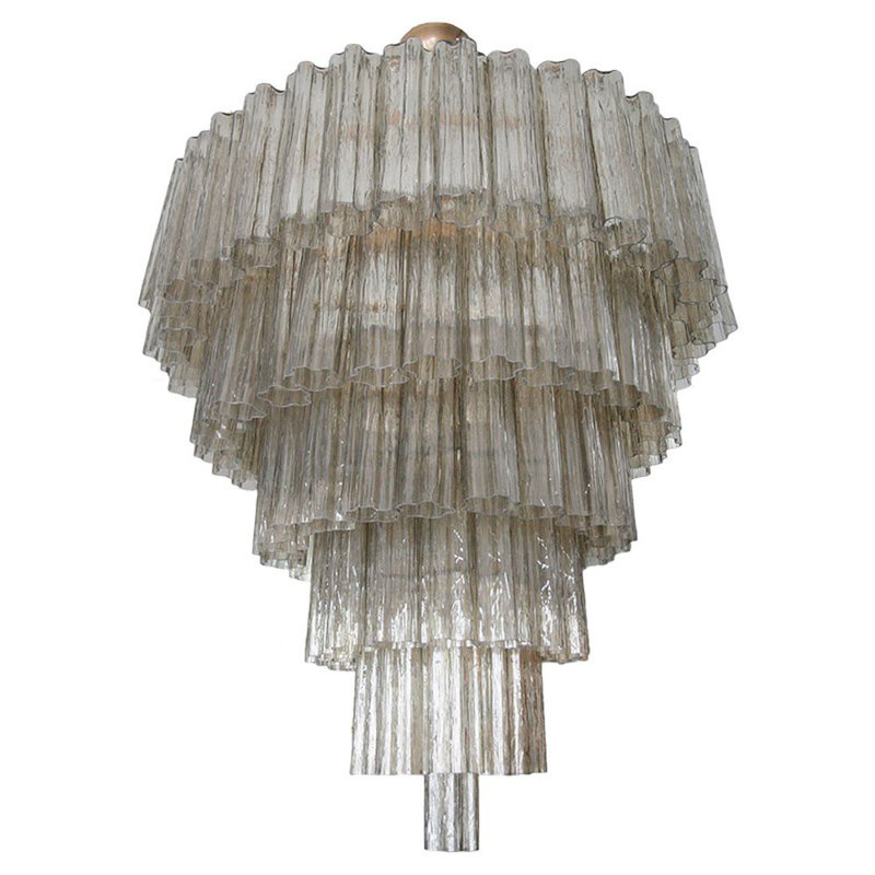 Lustre à niveaux Rano Murano fumé, Bronze, Noir / givré, 42" Diameter x 39" Height