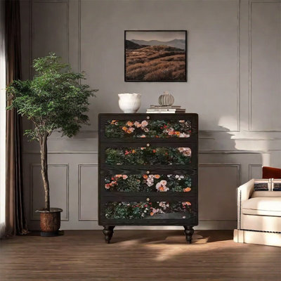 Armoire de rangement en bois de frêne massif avec 4 tiroirs
