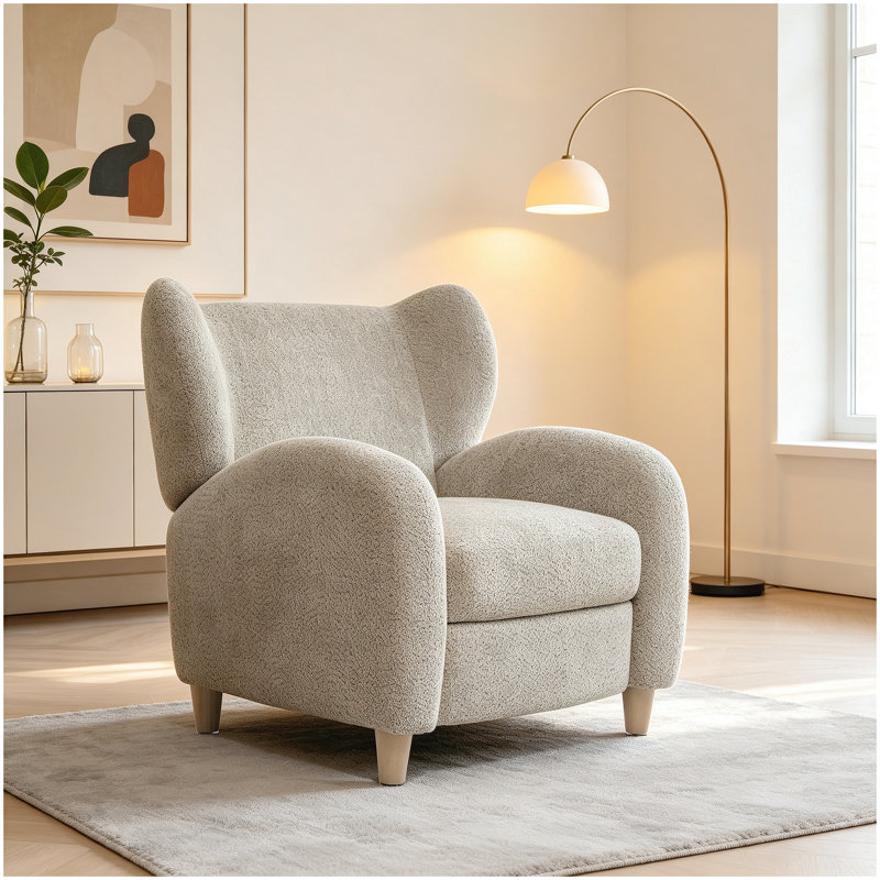 Chaise nordique, chaise multifonctionnelle en tissu chenille, canapé décoratif, dossier incurvé, salle d'étude, salon, chameau