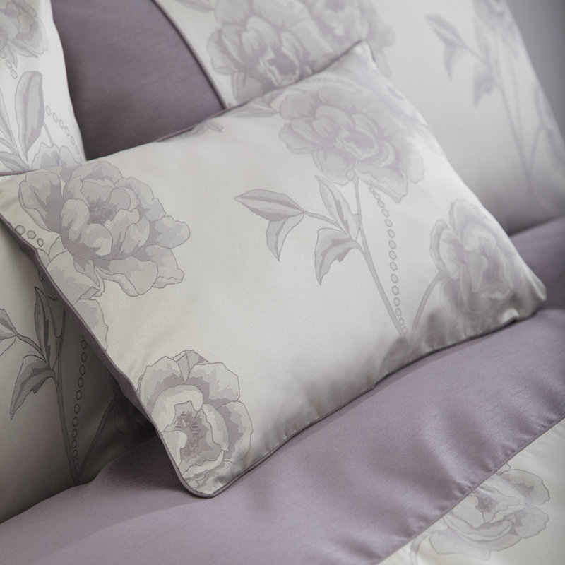 Deleo Floral Rectangular Cushion Cover, Slate Grey / Light Plum