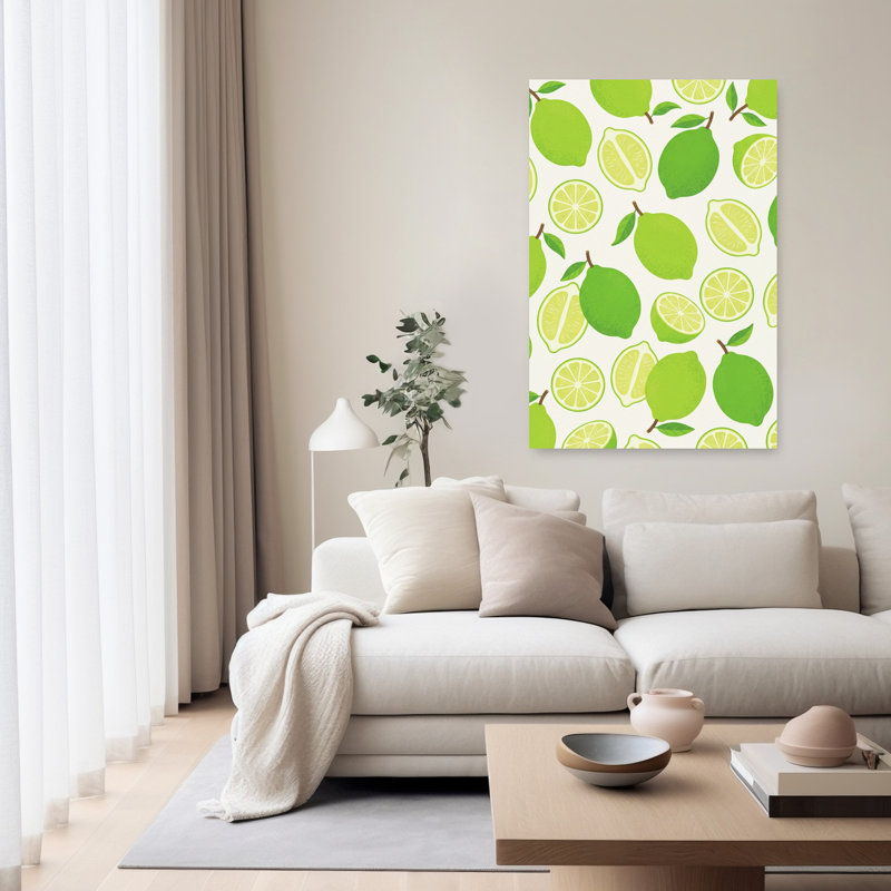 «Fresh Lime» Vibrant Fruit Summer, art mural, 60" H x 40" W