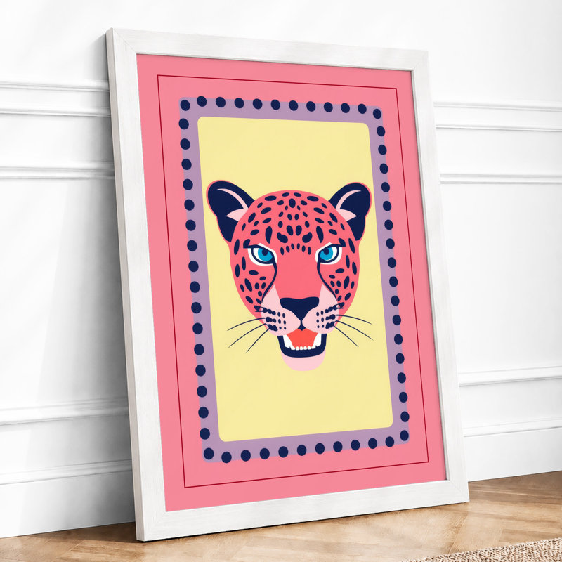 Magenta Wildcat Modern - Framed Print, A2 - 59.4 x 42.0 cm, White