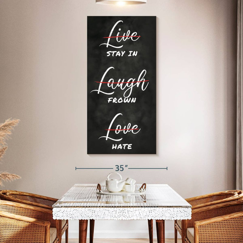 Stay In Frown Hate, typographie, H 54 po x l 27 po