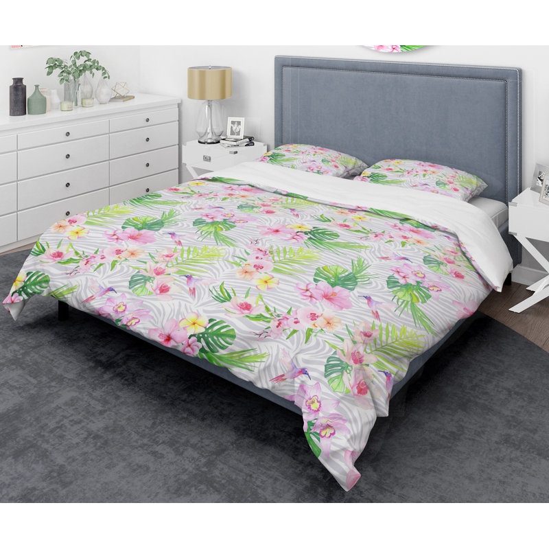 Ensemble de housse de couette pour plantes tropicales et fleurs vi mid-century