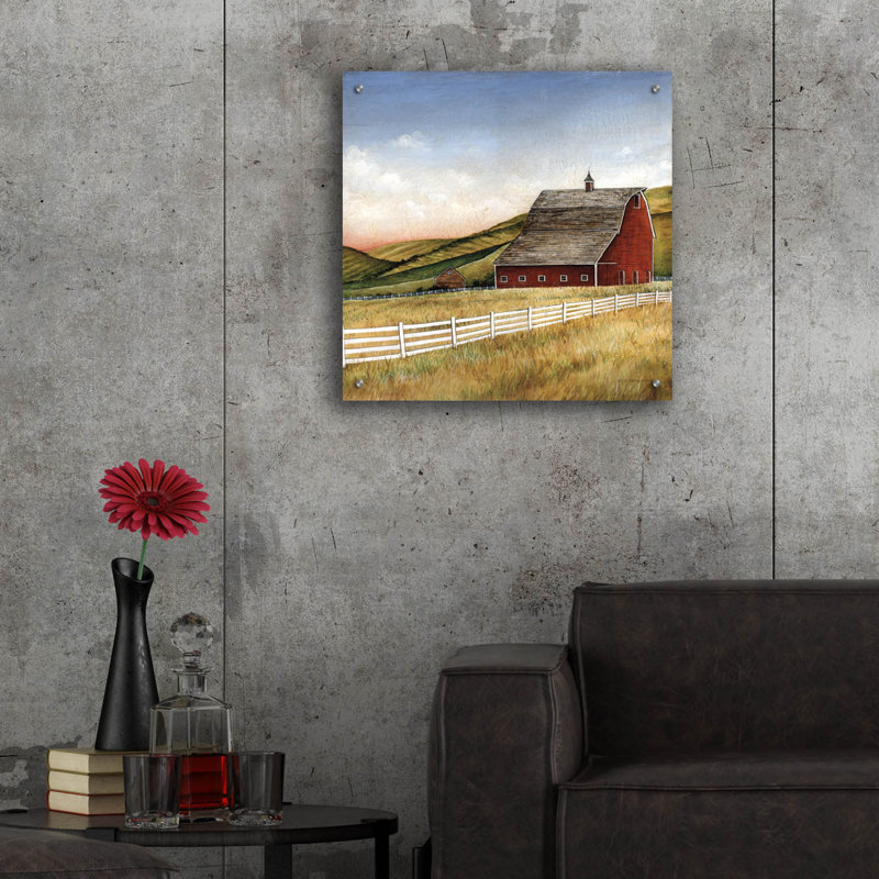 Art mural en verre Red Barrel Studio «Old Red Barn» par David Carter Brown, H 16 po x l 24 po x P 0,2 po