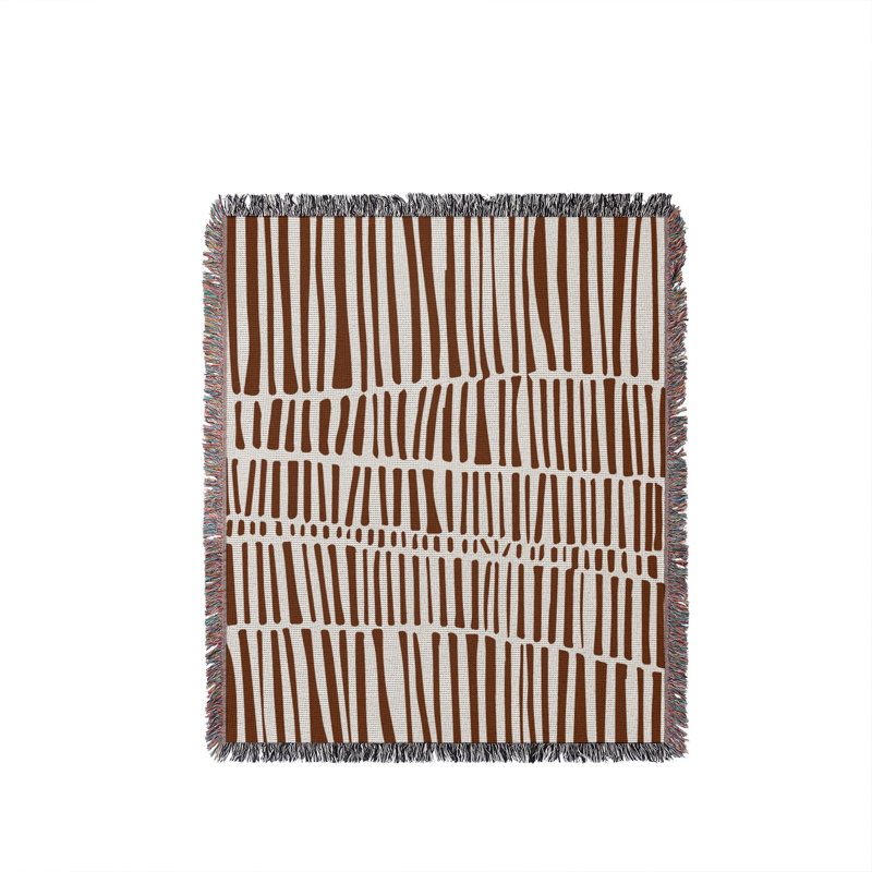 Jeté en coton Afia Tribal, 50 po x 70 po - Double / Double, Brun rouille