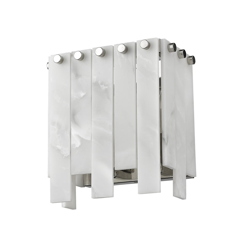 Applique murale 2 lumières encastrée en acier, Nickel poli