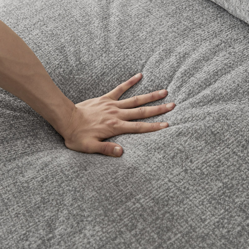 Chenille grise 3 places compressée, sans assemblage, peu encombrante pour le salon ou le bureau, confortable et moelleux, avec ressorts ensachés en éponge, tissu d’appartement avec fermeture à glissière, pièce,