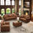 4-Piece Mid-Century Modern Chesterfield Living Room Set Upholstered Faux Leather Furniture Set-431880784