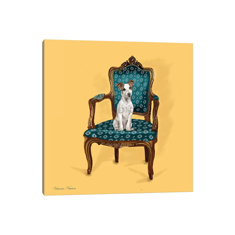 Jack Russell In Chair by Vicki Newton - Wrapped Canvas Painting, 30.48 cm H x 30.48 cm W