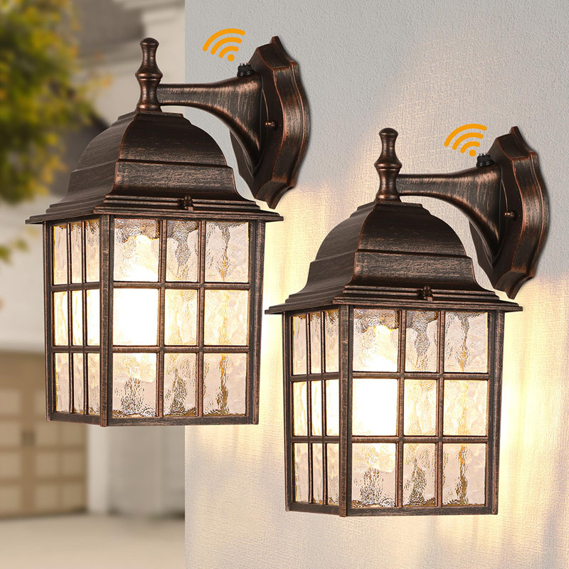Dusk to Dawn Outdoor Wall Lantern 2 Pack (Bulbs not Included), Gold