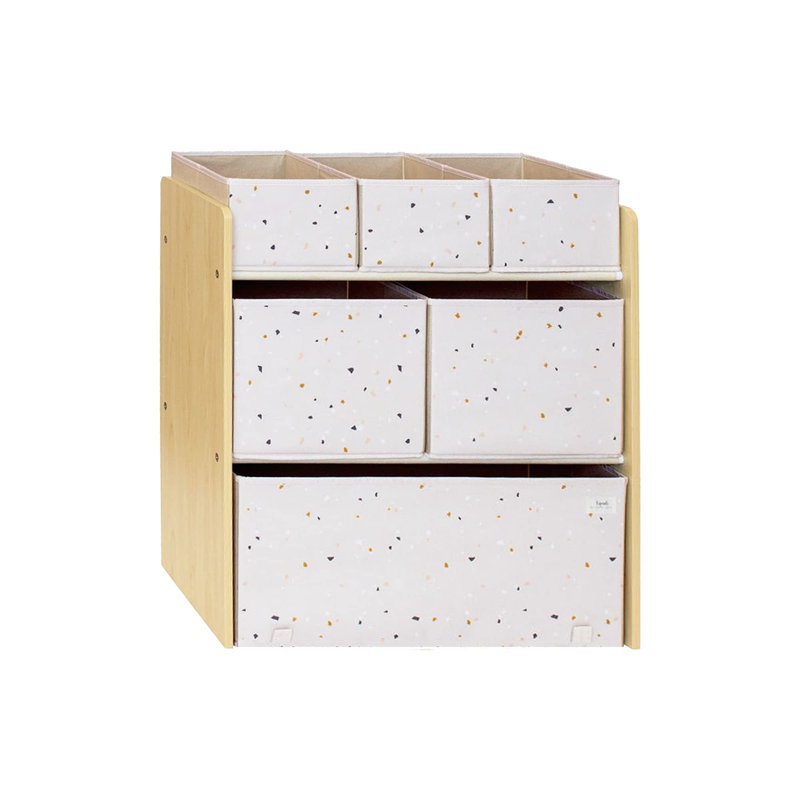 3 Sprouts - Unité de rangement pour jouets avec 6 bacs - Terrazzo rose pâle