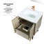 Rustique 24 po Large meuble-lavabo, comptoir en quartz blanc, robinet en or rose avec poignée simple et comptoir de salle de bain 18 miroirs avec levier
