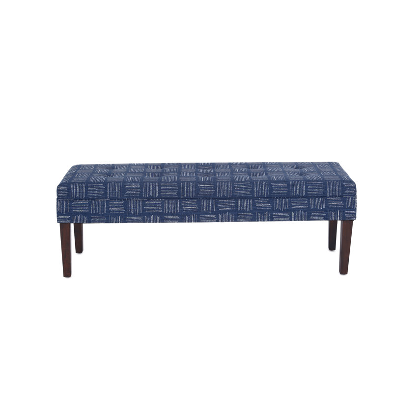 Checo Cotton Upholstered Bench, Denim Navy