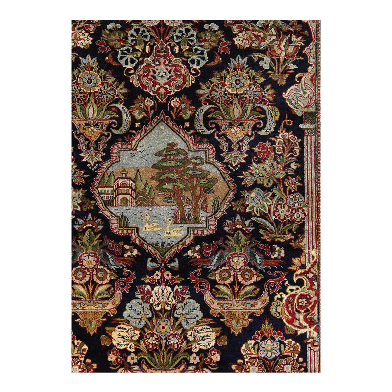 Mishelle Oriental Area Rug in Navy Blue
